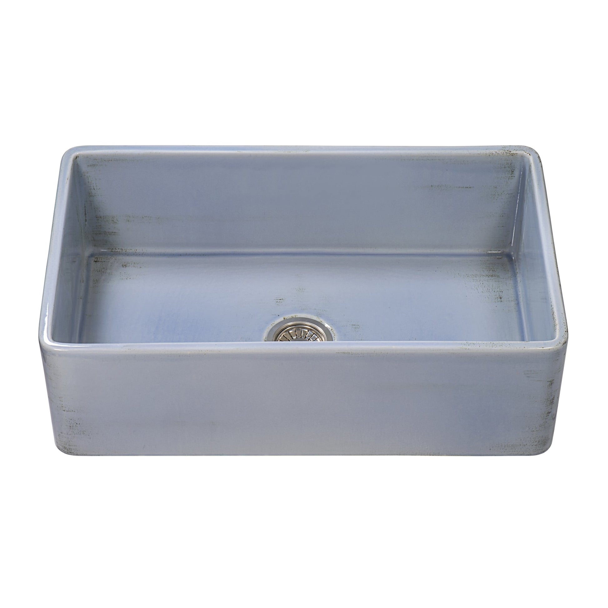 Ruvati Fiamma 33" x 20" Distressed Coastal Blue Single Bowl Fireclay Reversible Farmhouse Apron-Front Kitchen Sink