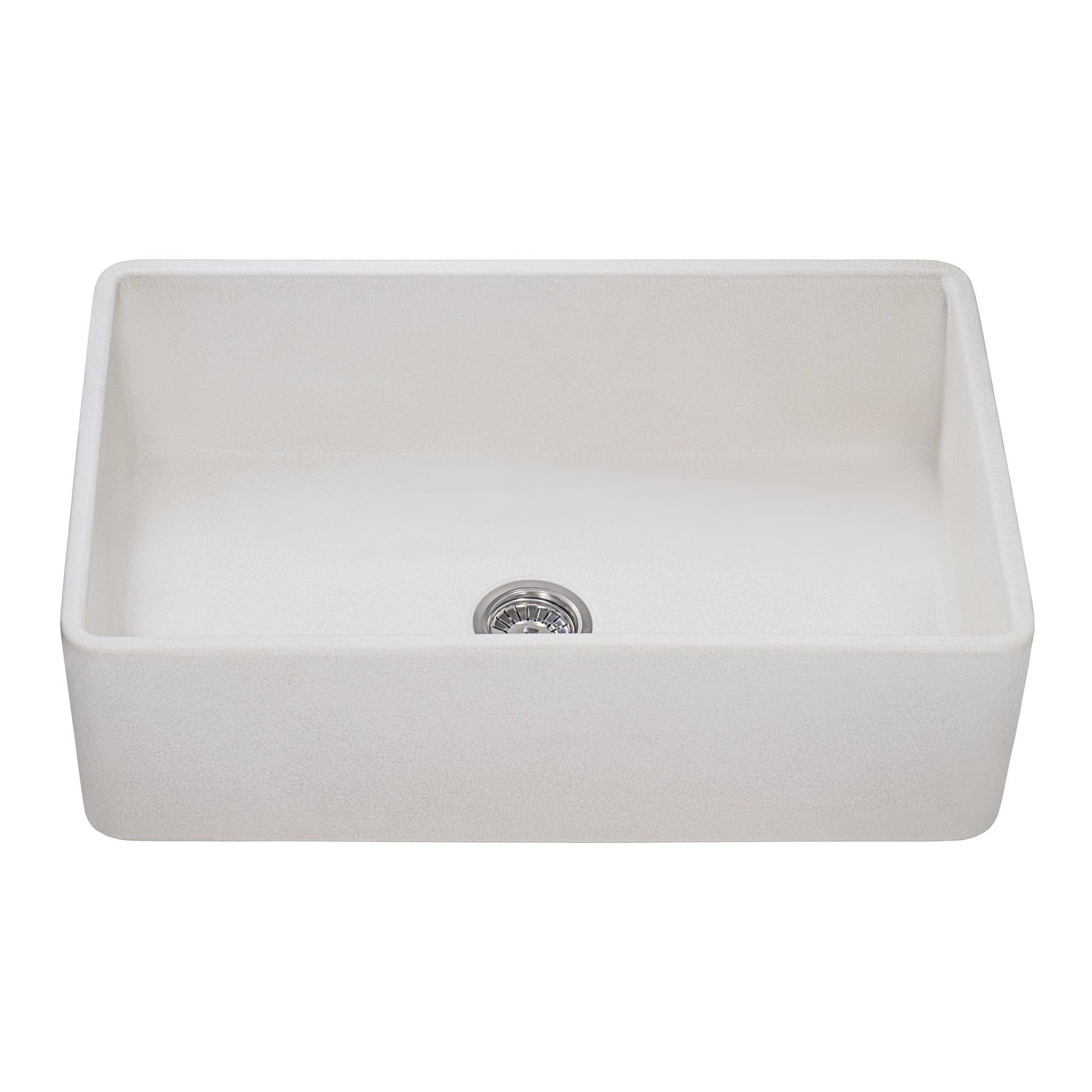 Ruvati Fiamma 33" x 20" Distressed Crackled White Single Bowl Fireclay Reversible Farmhouse Apron-Front Kitchen Sink