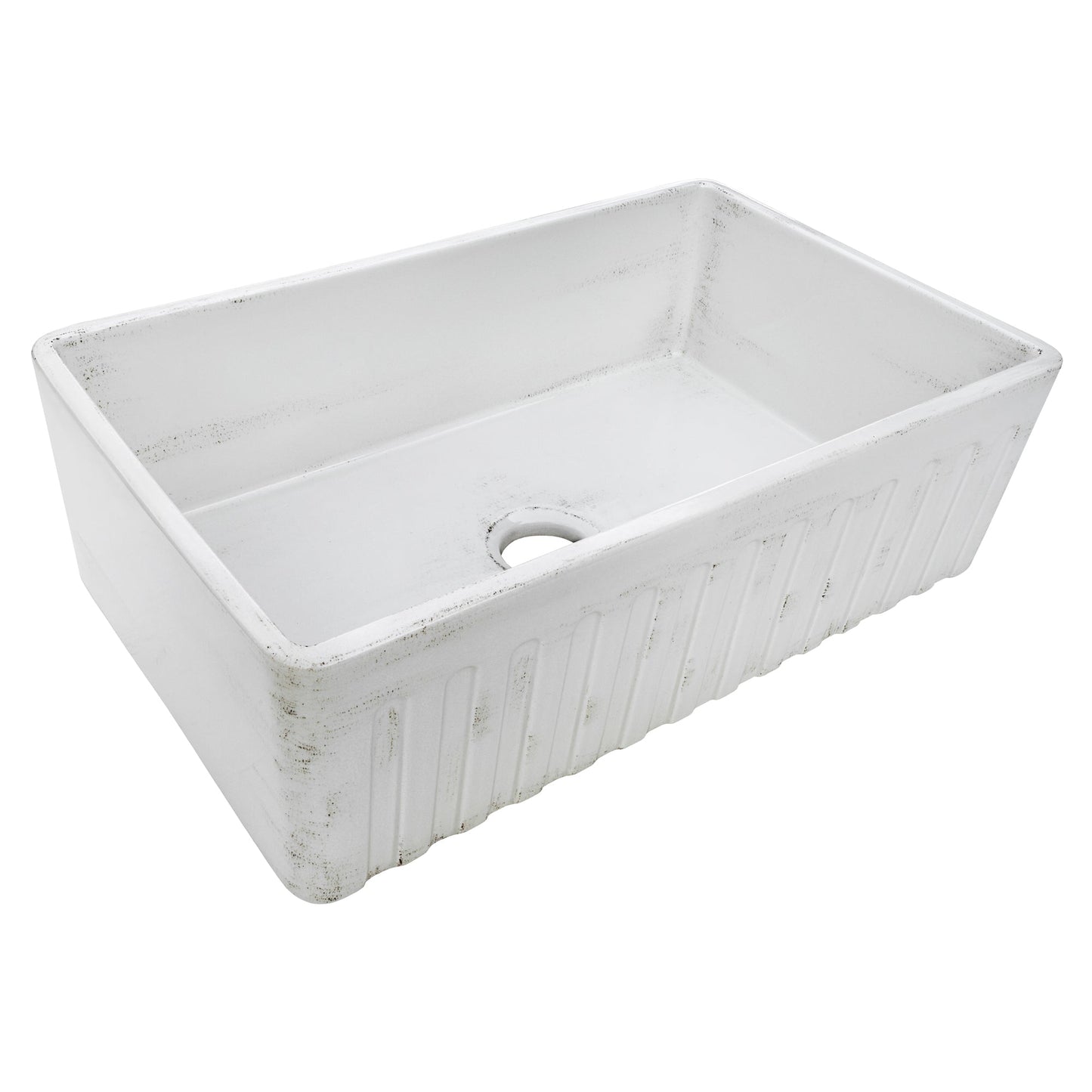 Ruvati Fiamma 33" x 20" Distressed White Single Bowl Fireclay Reversible Farmhouse Apron-Front Kitchen Sink