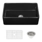 Ruvati Fiamma 33" x 20" Glossy Black Single Bowl Fireclay Reversible Farmhouse Apron-Front Kitchen Sink