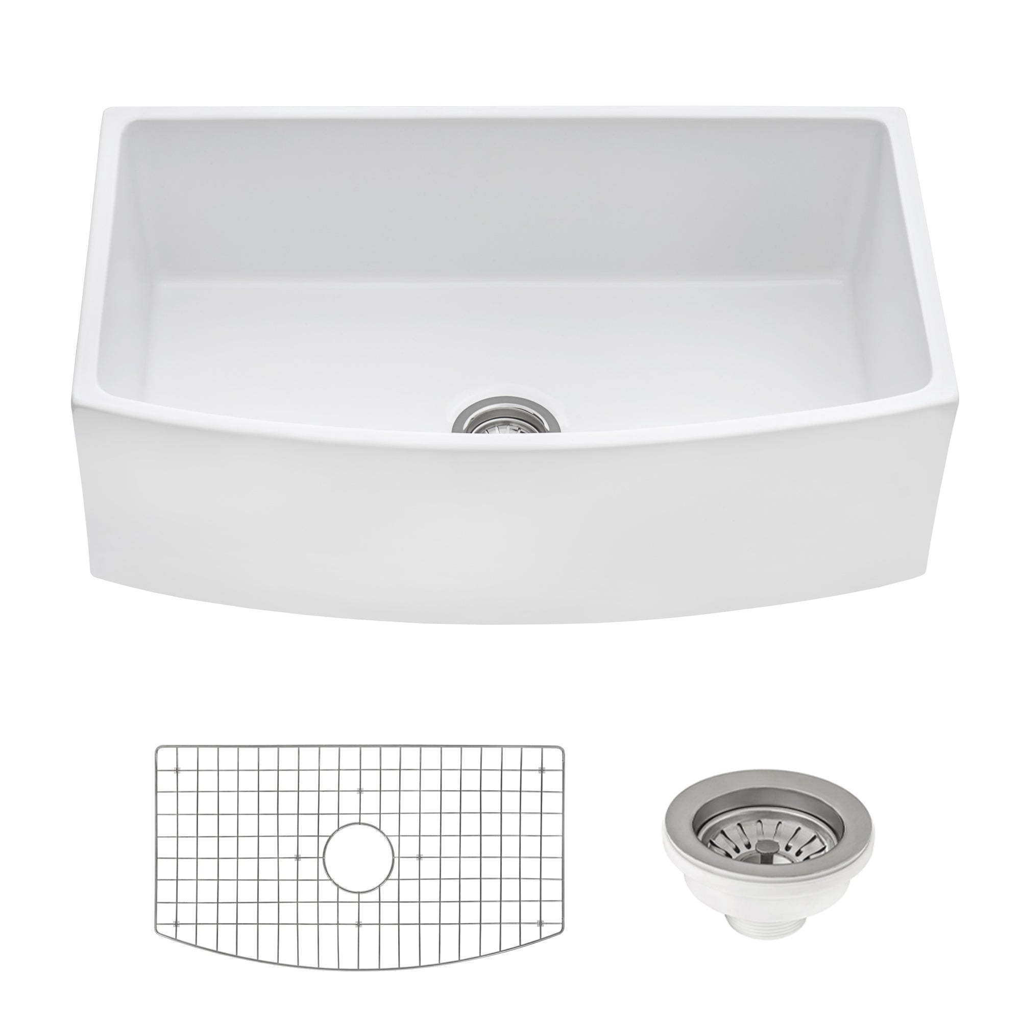 Ruvati Fiamma 33 X 20 White Single Bowl Fireclay Farmhouse Apron Fro