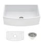 Ruvati Fiamma 33" x 20" White Single Bowl Fireclay Farmhouse Apron-Front Kitchen Sink