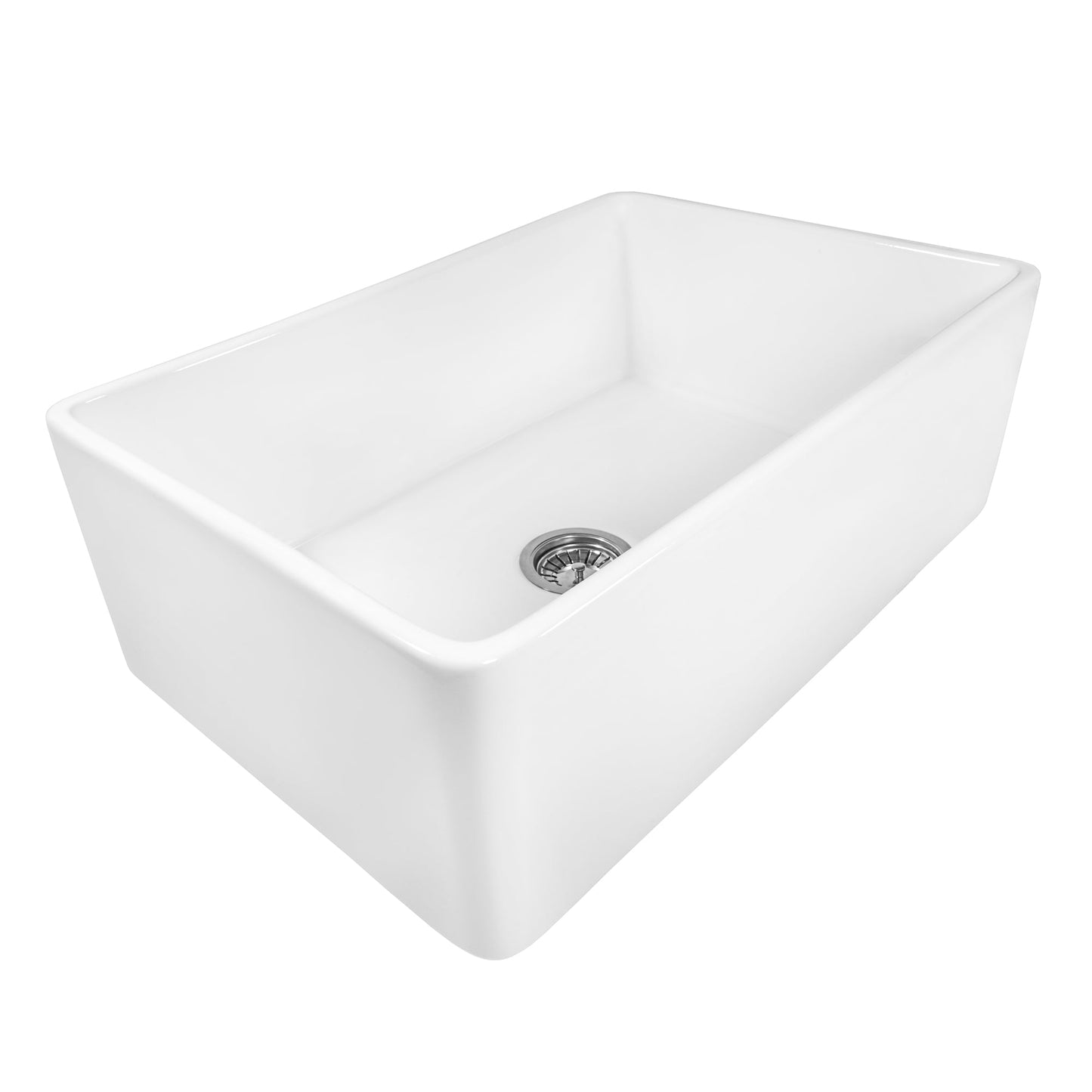 Ruvati Fiamma 33" x 20" White Single Bowl Fireclay Reversible Farmhouse Apron-Front Kitchen Sink