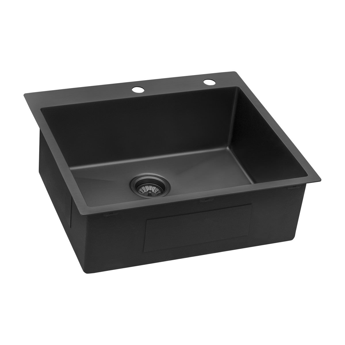 Ruvati Giana 25” Gunmetal Matte Black Drop-In Topmount Stainless Steel Single Bowl Workstation Kitchen Sink With Basket Strainer, Bottom Rinse Grid and Drain Assembly