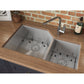 Ruvati Gravena 33” x 20" Undermount Stainless Steel 60/40 Double Bowl Kitchen Sink With Basket Strainer, Bottom Rinse Grid and Drain Assembly