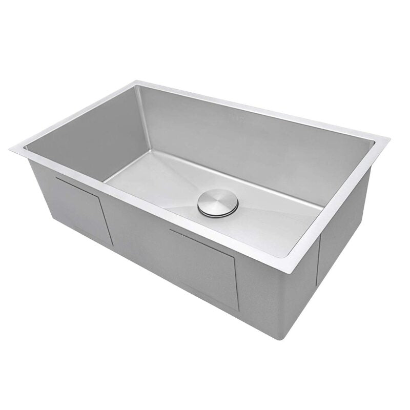 Ruvati Gravena 35” x 19" Undermount Stainless Steel Single Bowl Round Corners Large Kitchen Sink With Basket Strainer, Bottom Rinse Grid and Drain Assembly