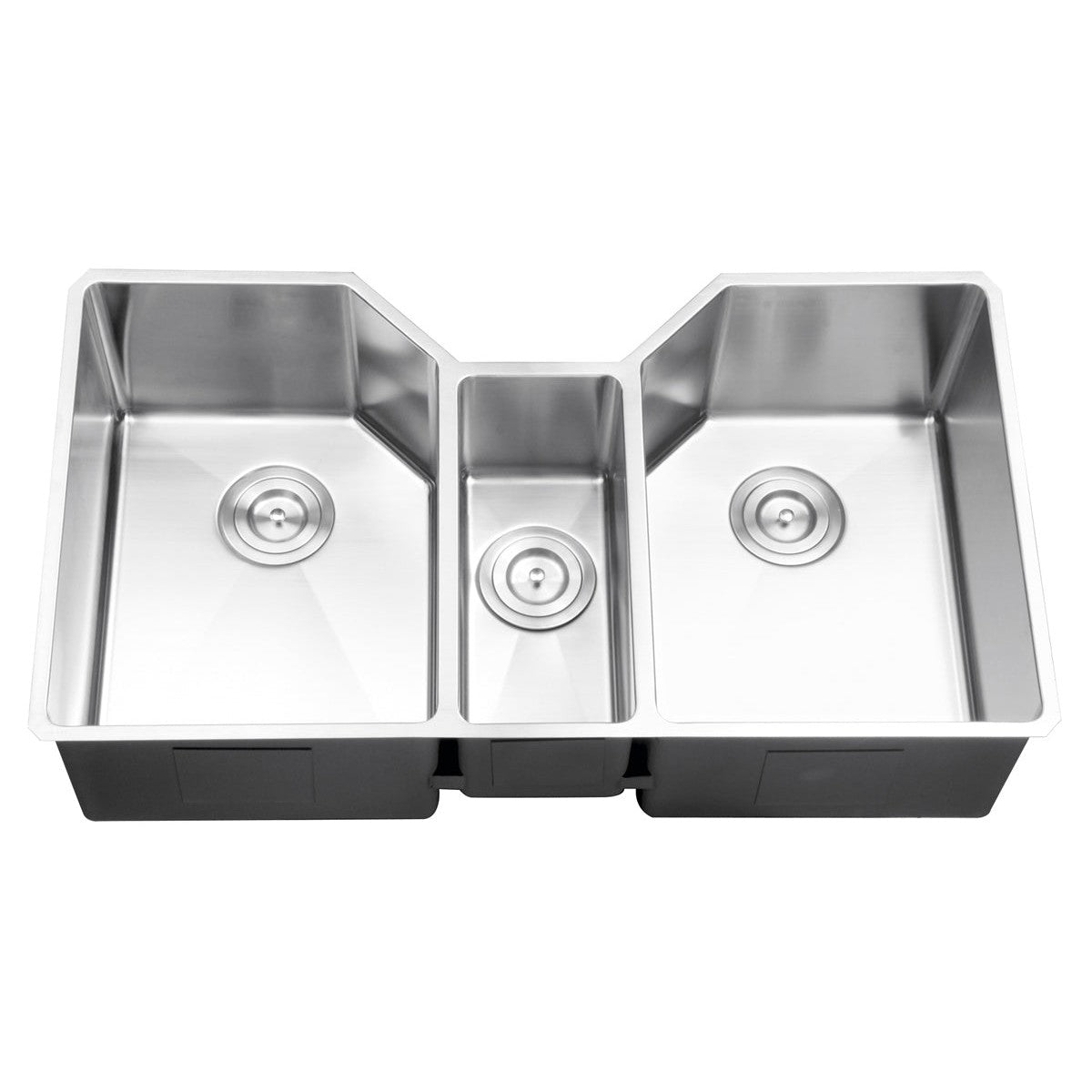 Ruvati Gravena 35" x 20" Undermount Stainless Steel Triple Bowl Kitchen Sink With Basket Strainer, Bottom Rinse Grid and Drain Assembly