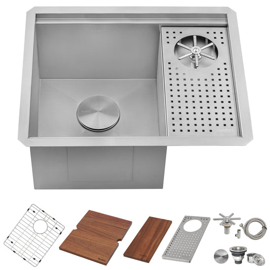 Ruvati Ibiza 22" Stainless Steel Workstation Sink With Glass Rinser and Washer