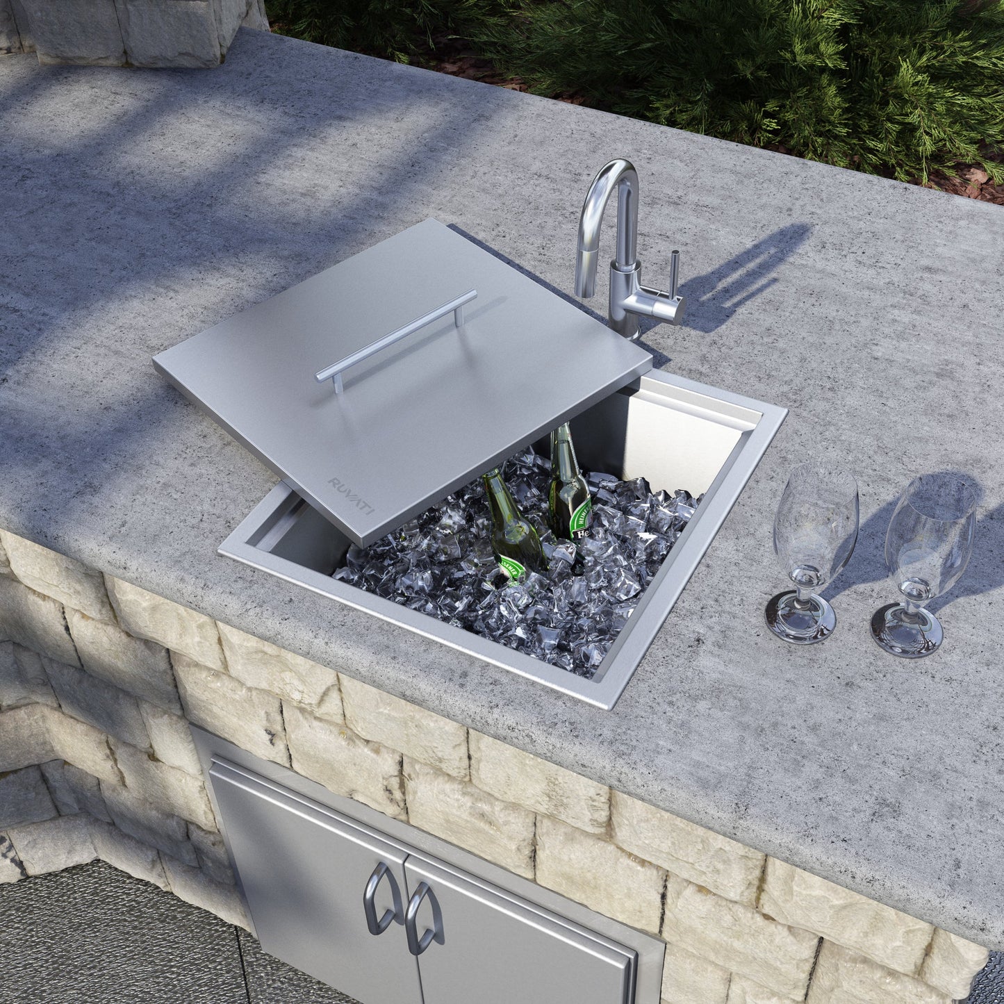 Ruvati Merino 21" x 20" Stainless Steel Insulated Ice Chest Sink for Outdoor