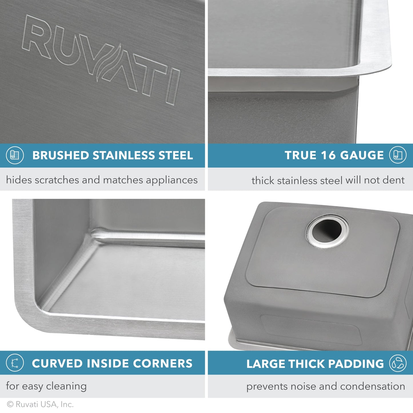 Ruvati Modena 21" x 18" Stainless Steel Single Bowl Undermount Kitchen Sink