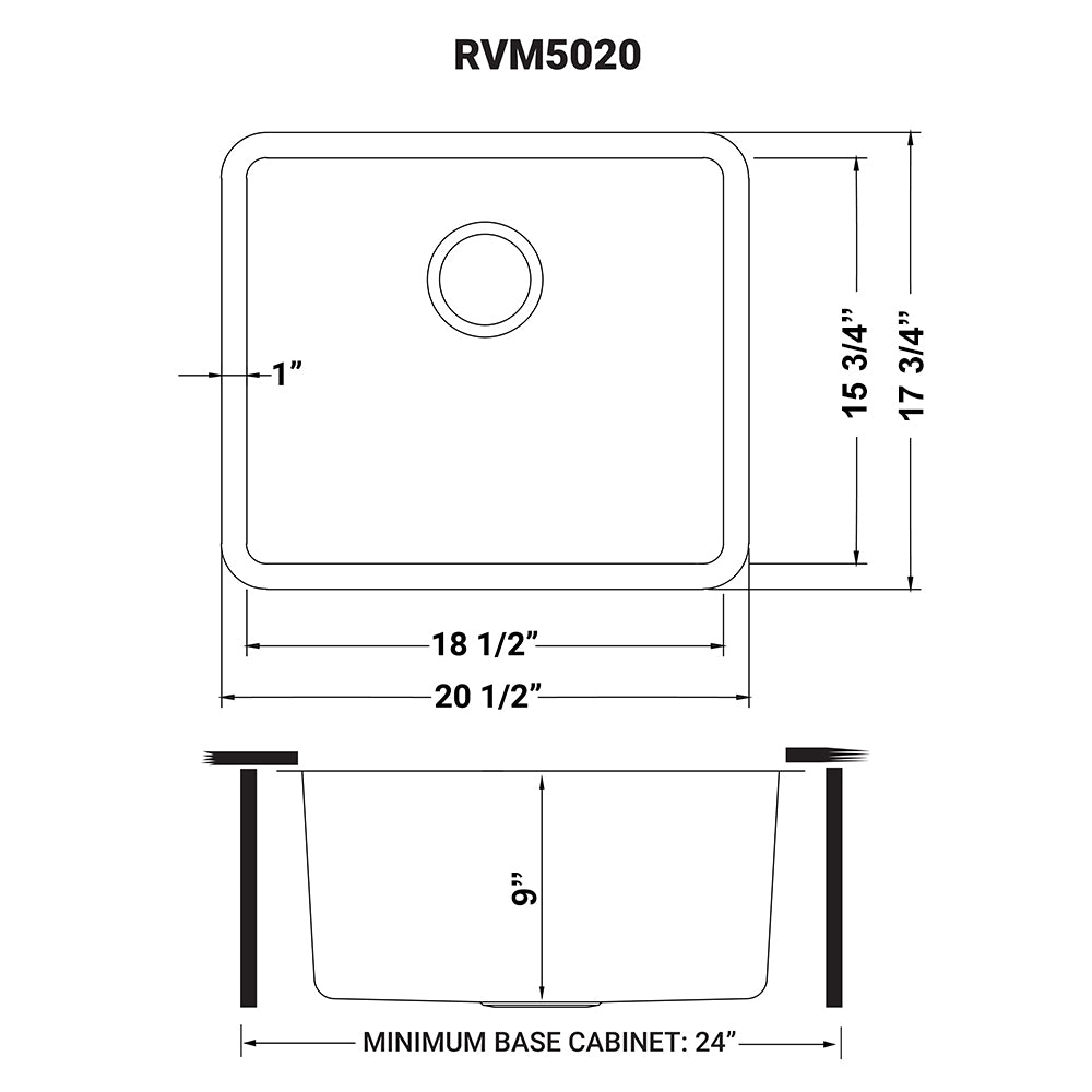 Ruvati Modena 21" x 18" Stainless Steel Single Bowl Undermount Kitchen Sink