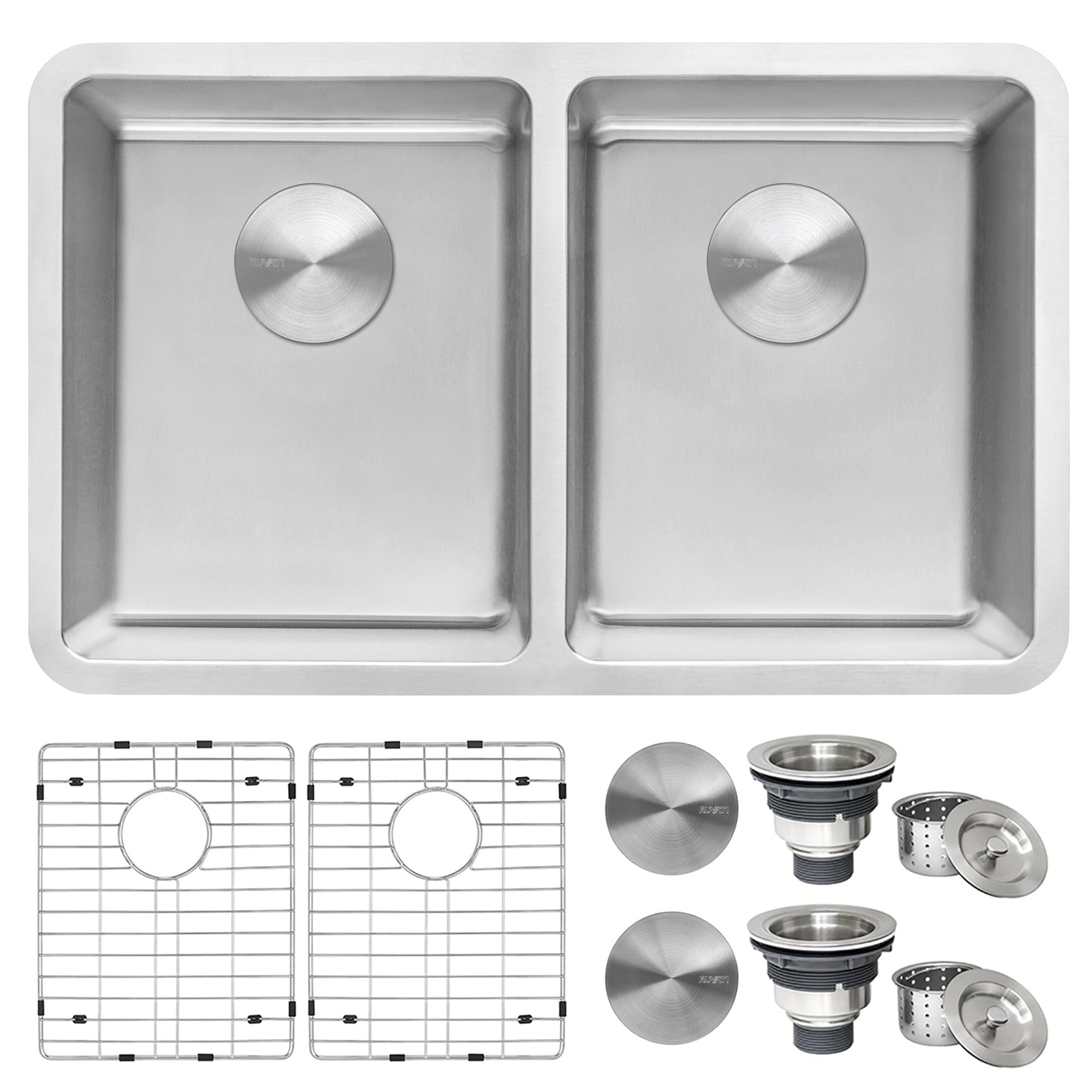 Ruvati Modena 28" x 18" Stainless Steel 50/50 Double Bowl Undermount Kitchen Sink