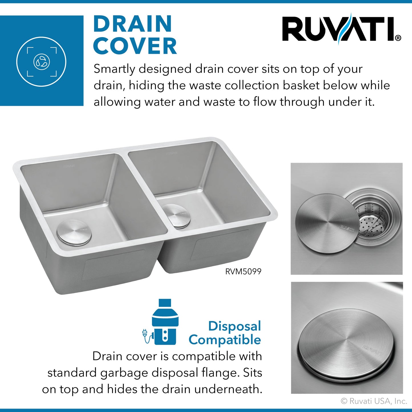 Ruvati Modena 31" x 18" Stainless Steel 50/50 Double Bowl Undermount Kitchen Sink