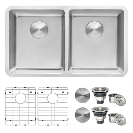 Ruvati Modena 31" x 18" Stainless Steel 50/50 Double Bowl Undermount Kitchen Sink