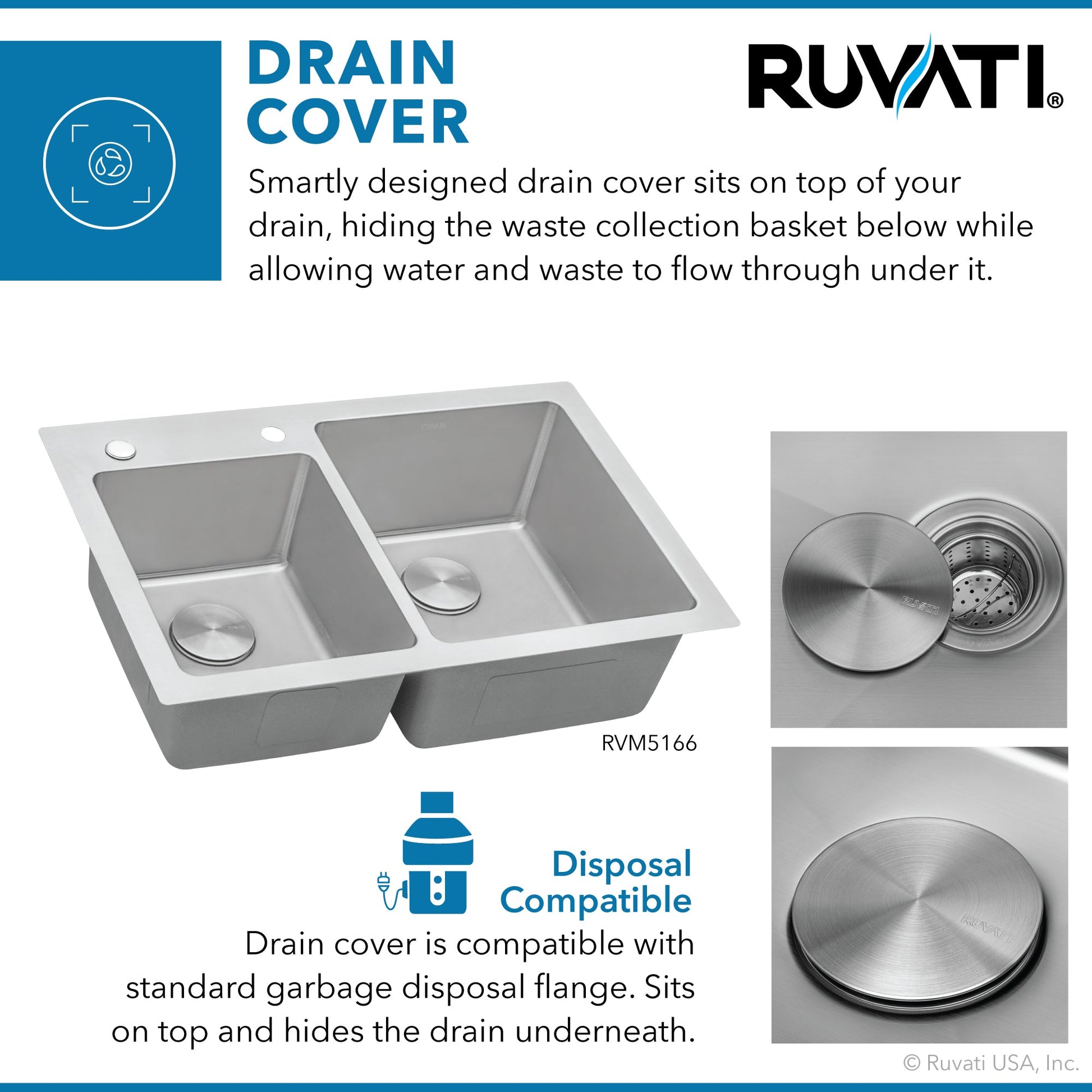 Ruvati Modena 33" x 22" Stainless Steel 60/50 Double Bowl Drop-in Topmount Kitchen Sink