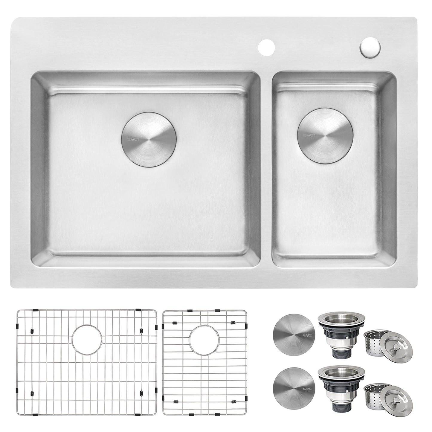 Ruvati Modena 33" x 22" Stainless Steel 70/30 Double Bowl Drop-in Topmount Kitchen Sink