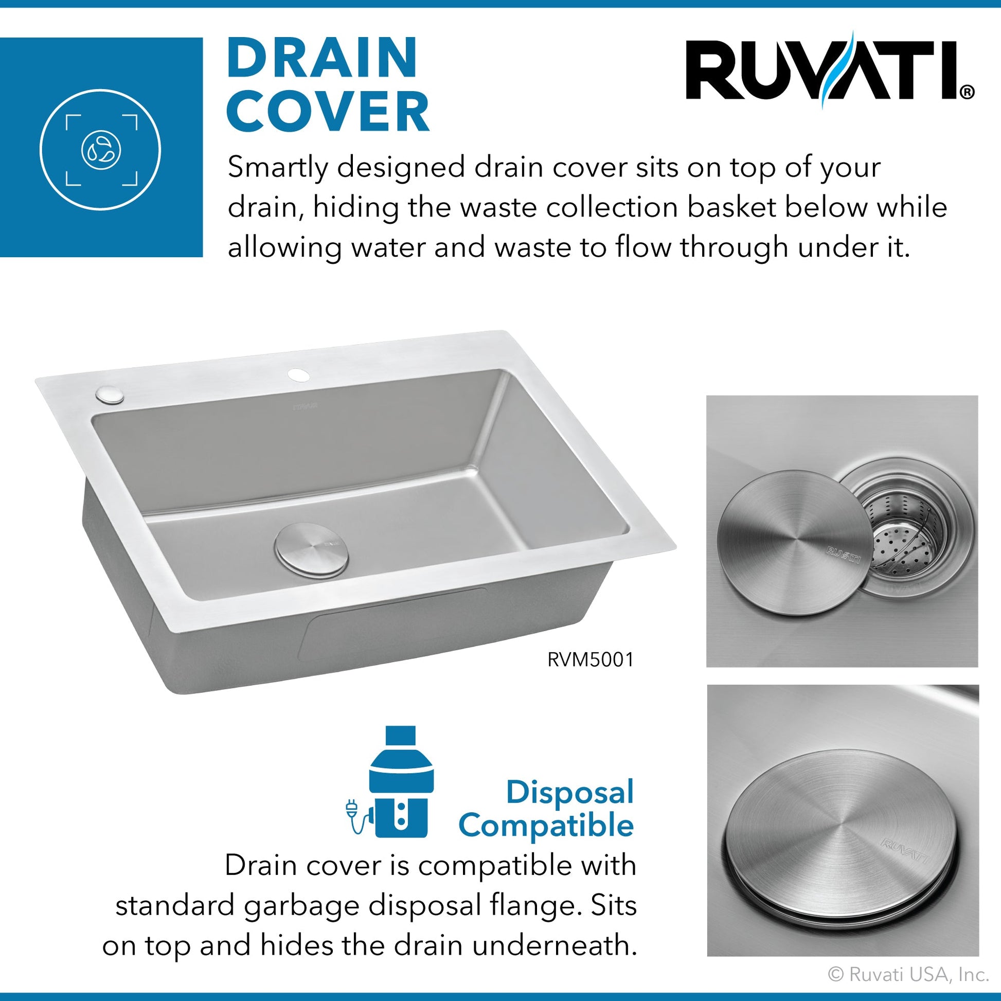 Ruvati Modena 33" x 22" Stainless Steel Single Bowl Drop-in Top Mount Kitchen Sink