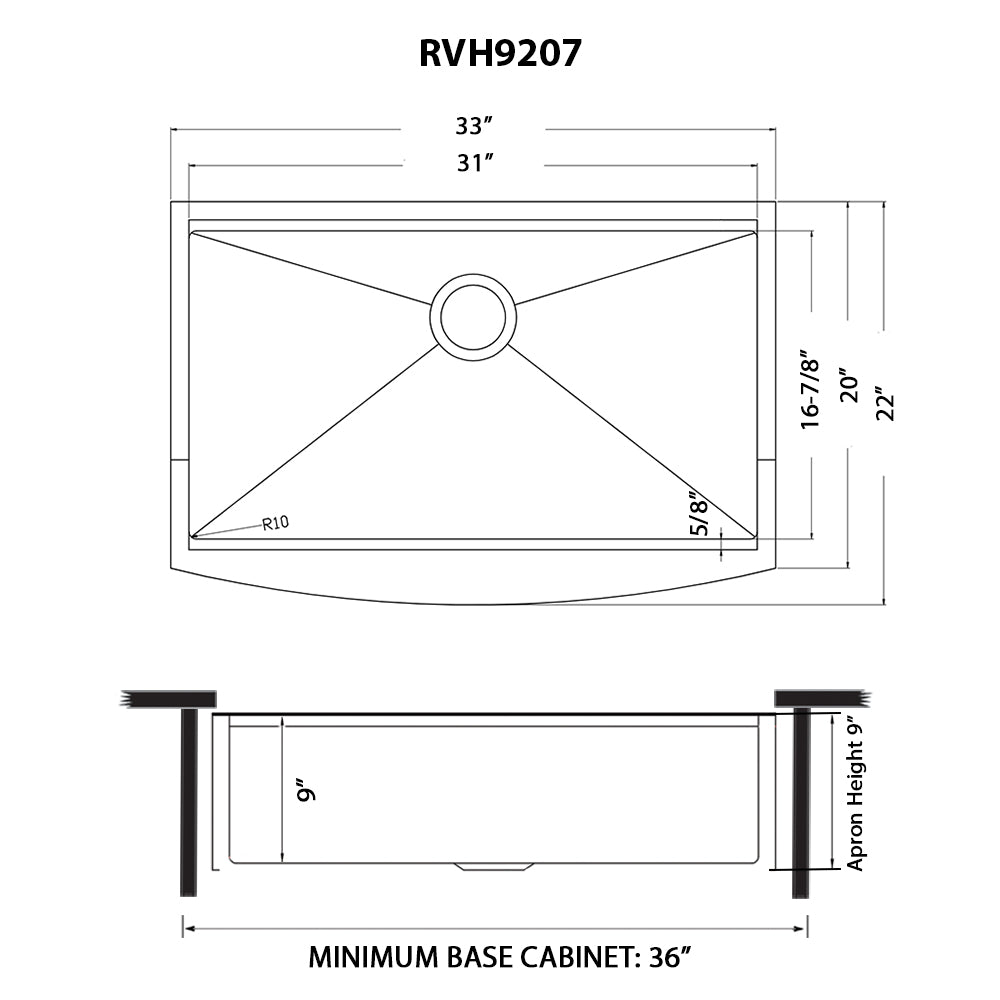 Ruvati Monaco 33" Gunmetal Black Apron-Front Workstation Kitchen Sink