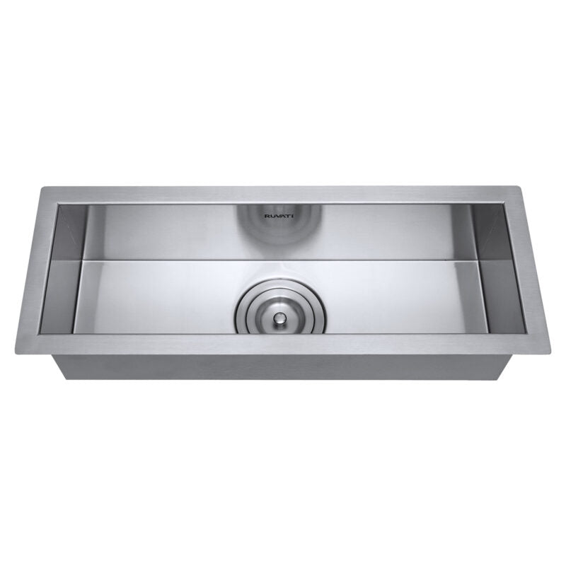 Ruvati Nesta 23” x 8" Undermount Stainless Steel Single Bowl Narrow Trough Kitchen Sink With Basket Strainer, Bottom Rinse Grid and Drain Assembly