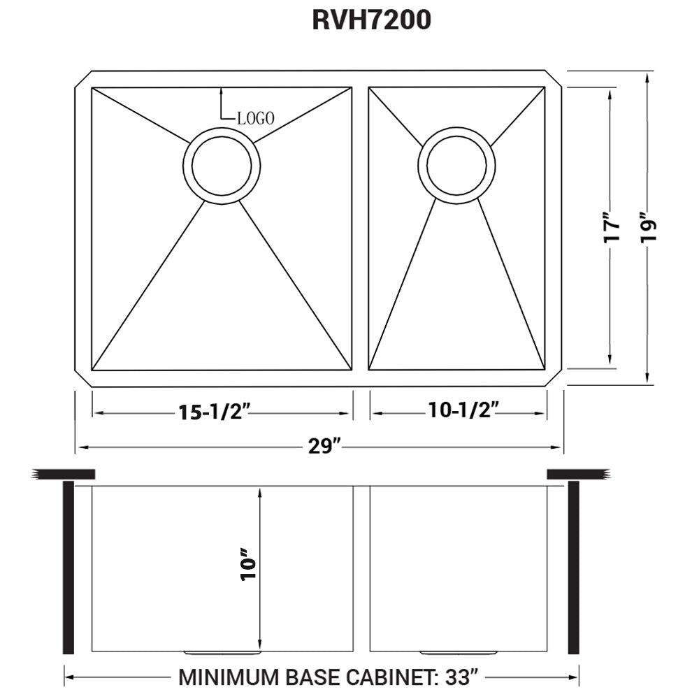 Ruvati Nesta 29” x 19" Undermount Stainless Steel 60/40 Double Bowl Zero Radius Kitchen Sink With Basket Strainer, Bottom Rinse Grid and Drain Assembly