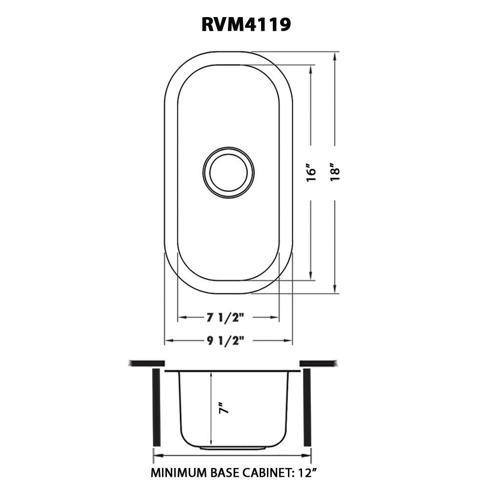 Ruvati Parmi 10" x 18" Stainless Steel Single Bowl Undermount Bar Sink