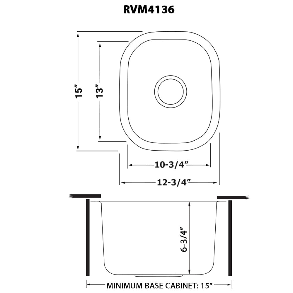 Ruvati Parmi 13" x 15" Stainless Steel Single Bowl Undermount Bar Sink