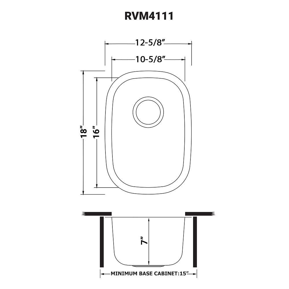 Ruvati Parmi 13" x 18" Stainless Steel Single Bowl Undermount Bar Sink