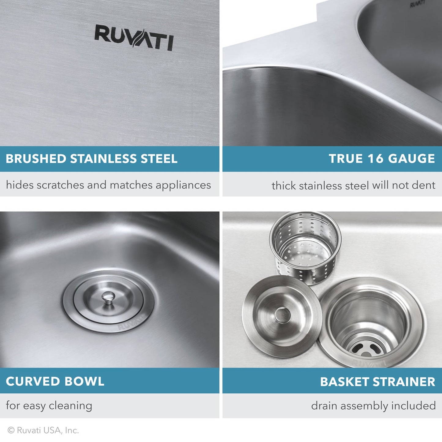 Ruvati Parmi 13" x 18" Stainless Steel Single Bowl Undermount Bar Sink