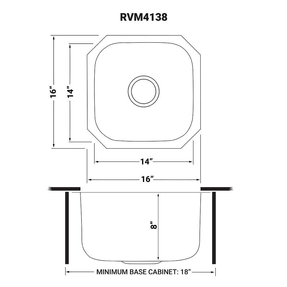 Ruvati Parmi 16" x 16" Stainless Steel Single Bowl Undermount Bar Sink