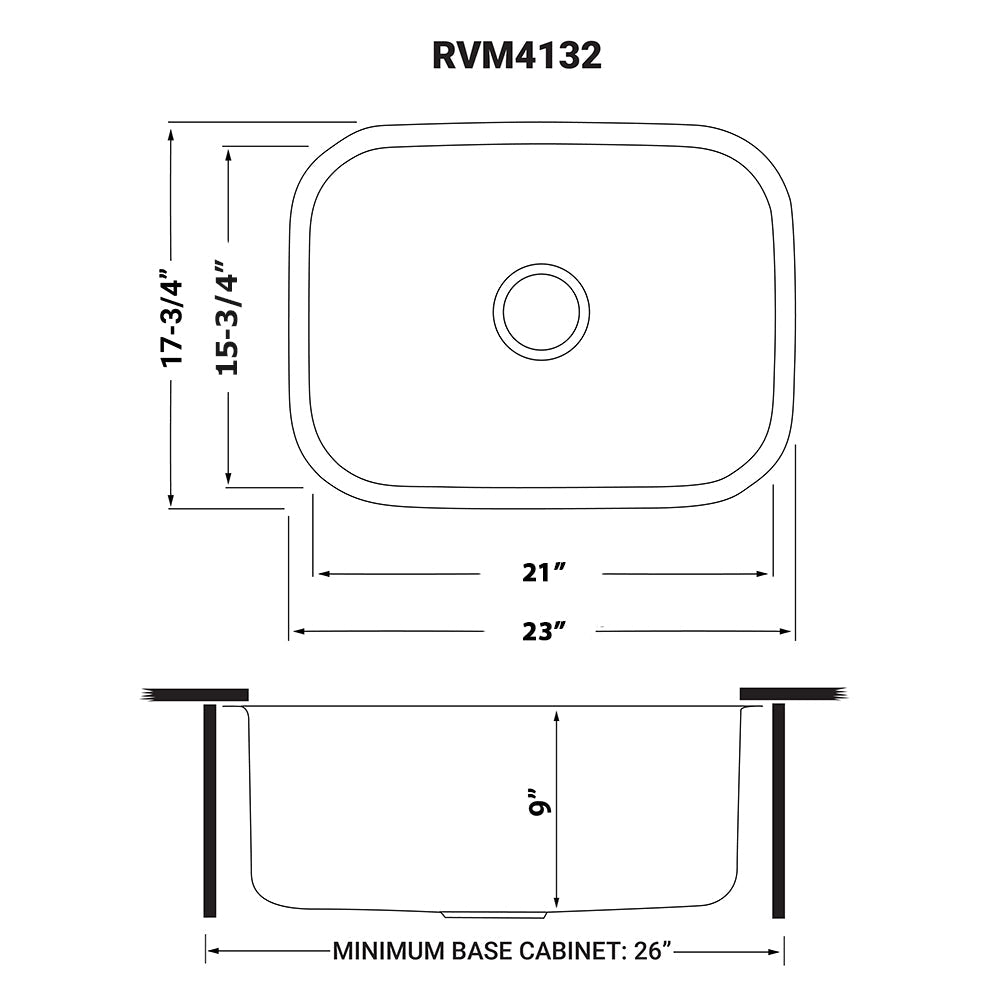 Ruvati Parmi 23" x 18" Stainless Steel Single Bowl Undermount Bar Sink