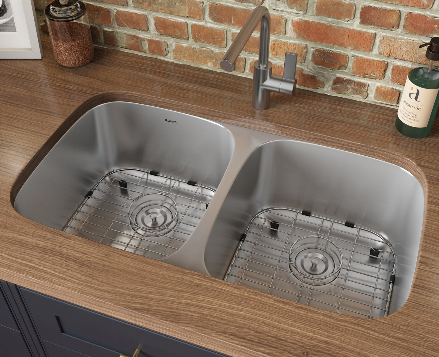 Ruvati Parmi 29" x 19" Stainless Steel Double Bowl Undermount Kitchen Sink