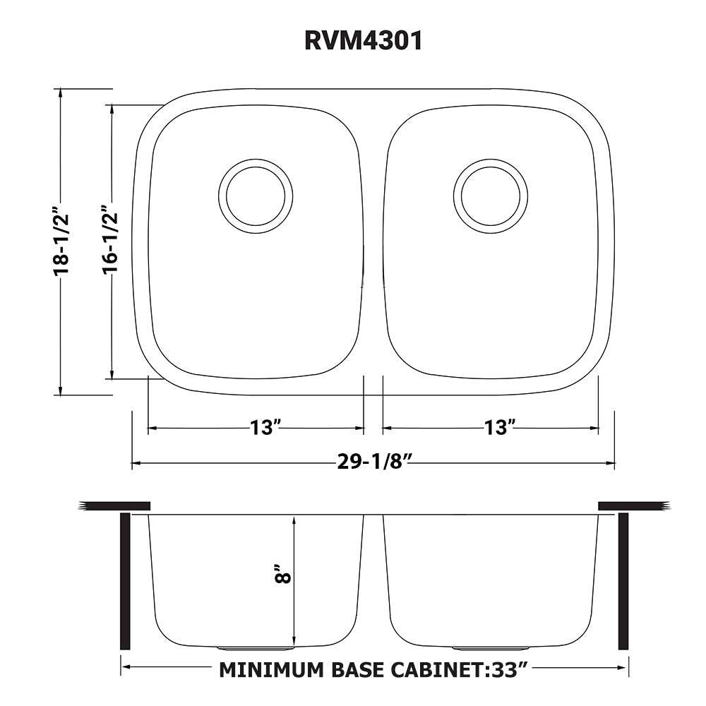 Ruvati Parmi 29" x 19" Stainless Steel Double Bowl Undermount Kitchen Sink