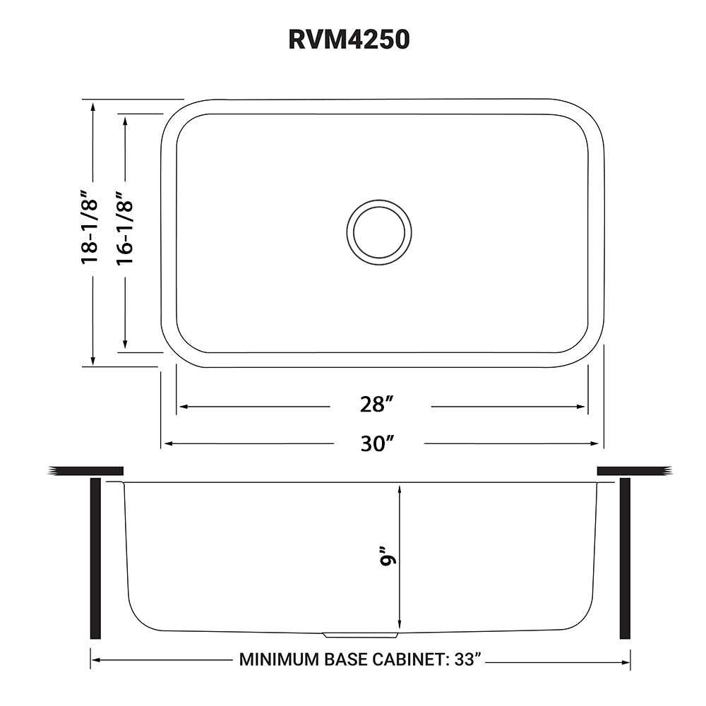 Ruvati Parmi 30" x 18" Stainless Steel Single Bowl Undermount Kitchen Sink