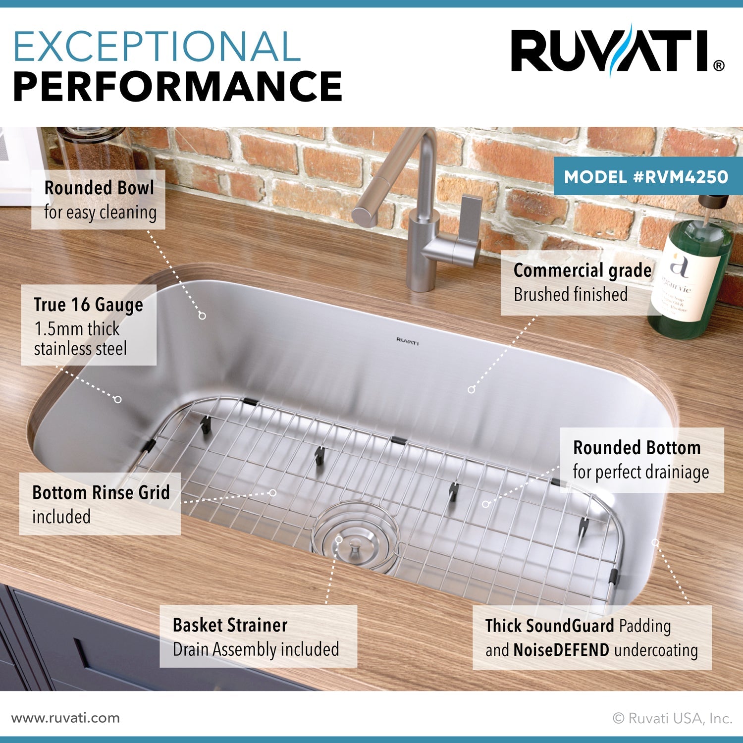 Ruvati Parmi 30" x 18" Stainless Steel Single Bowl Undermount Kitchen Sink