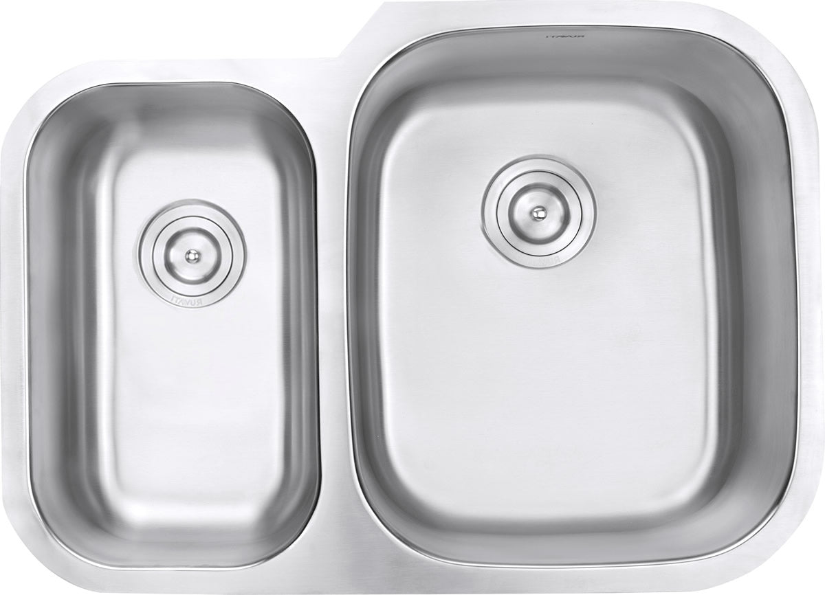 Ruvati Parmi 30" x 21" Stainless Steel 40/60 Double Bowl Undermount Kitchen Sink