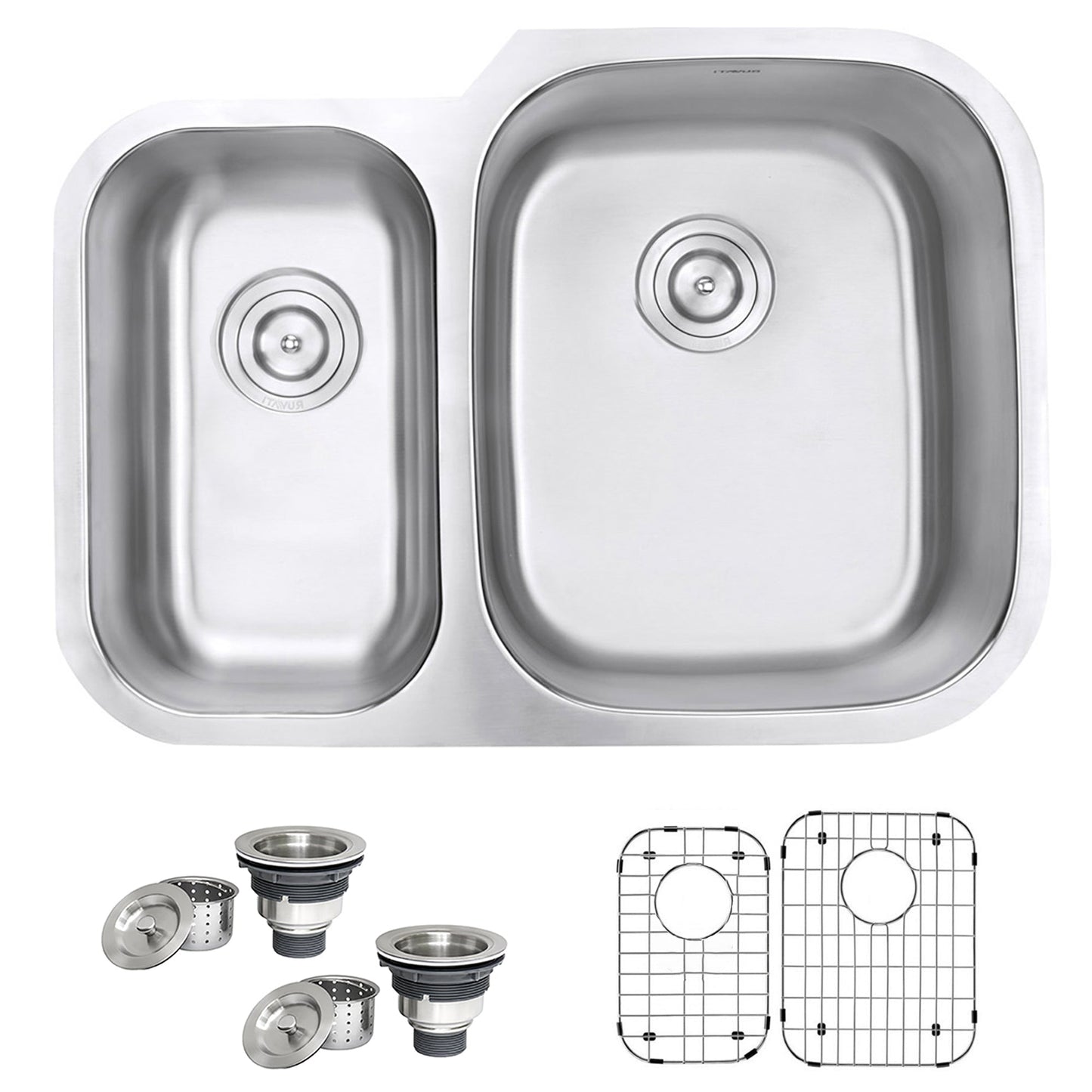 Ruvati Parmi 30" x 21" Stainless Steel 40/60 Double Bowl Undermount Kitchen Sink