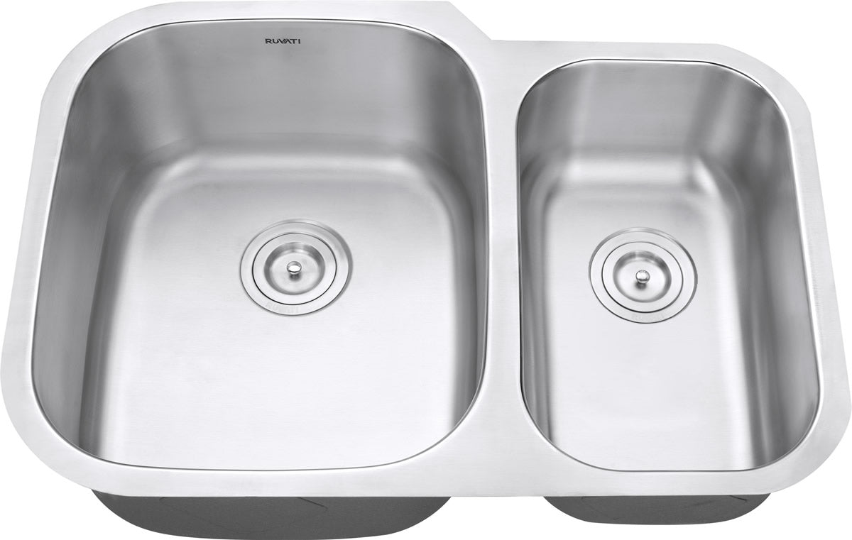 Ruvati Parmi 30" x 21" Stainless Steel 60/40 Double Bowl Undermount Kitchen Sink