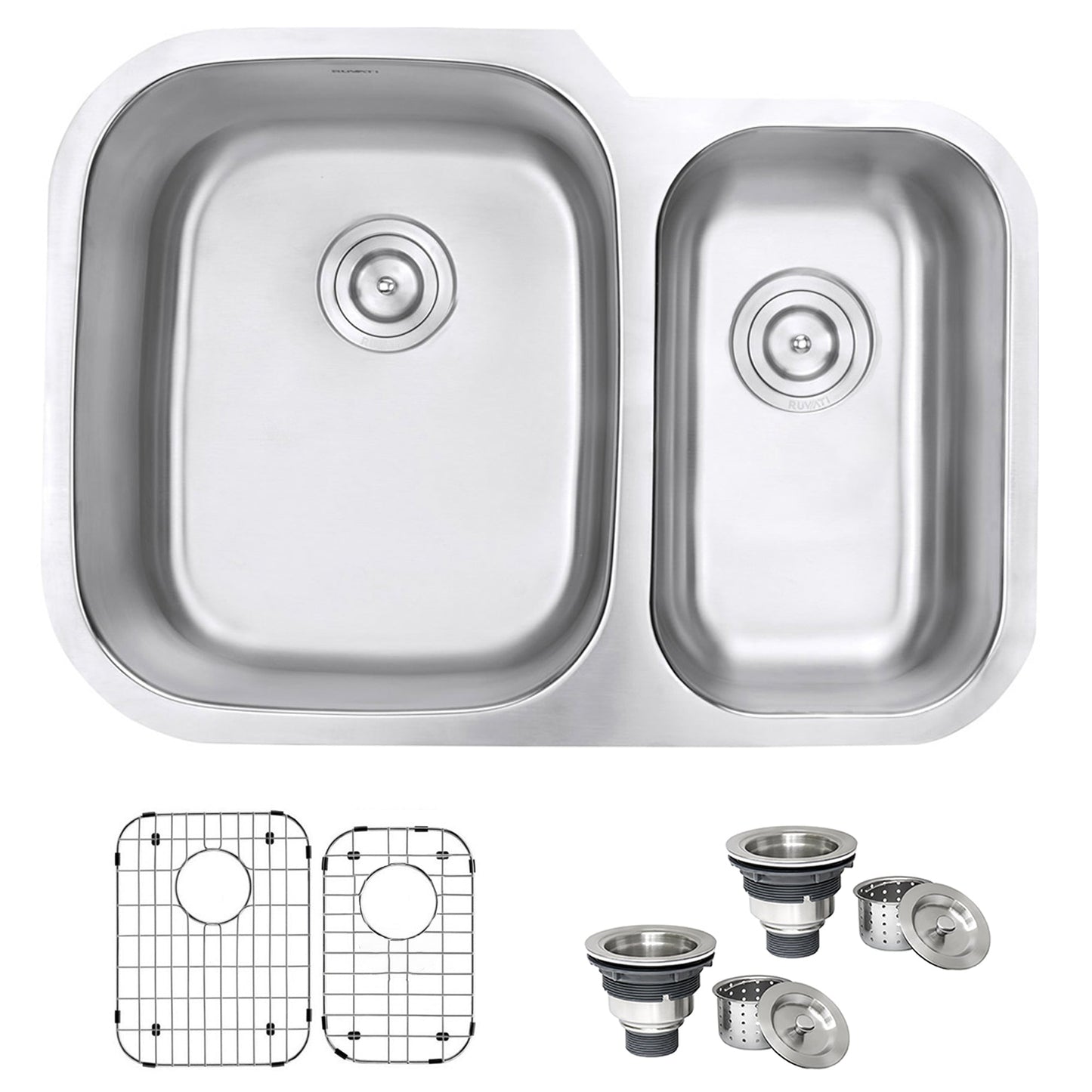 Ruvati Parmi 30" x 21" Stainless Steel 60/40 Double Bowl Undermount Kitchen Sink