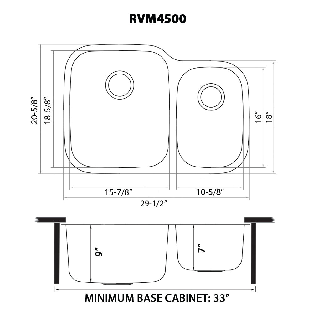 Ruvati Parmi 30" x 21" Stainless Steel 60/40 Double Bowl Undermount Kitchen Sink