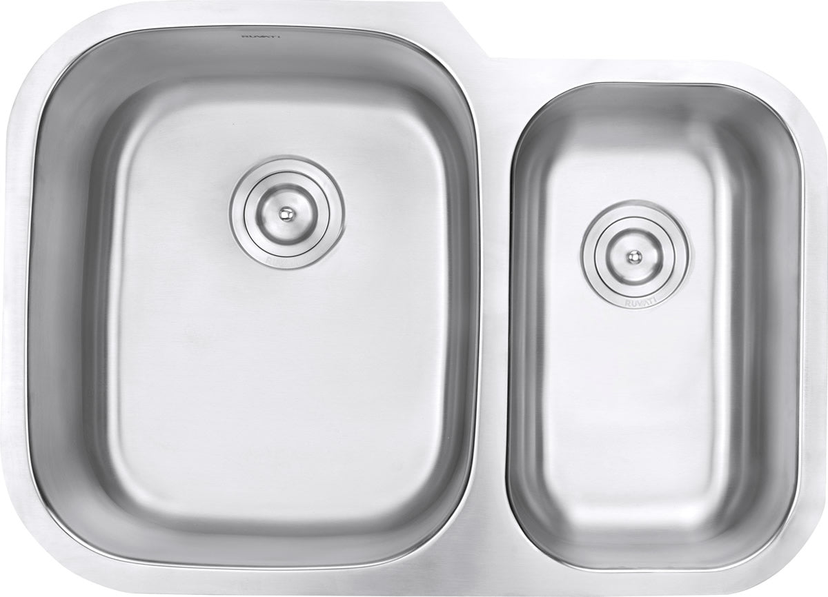 Ruvati Parmi 30" x 21" Stainless Steel 60/40 Double Bowl Undermount Kitchen Sink