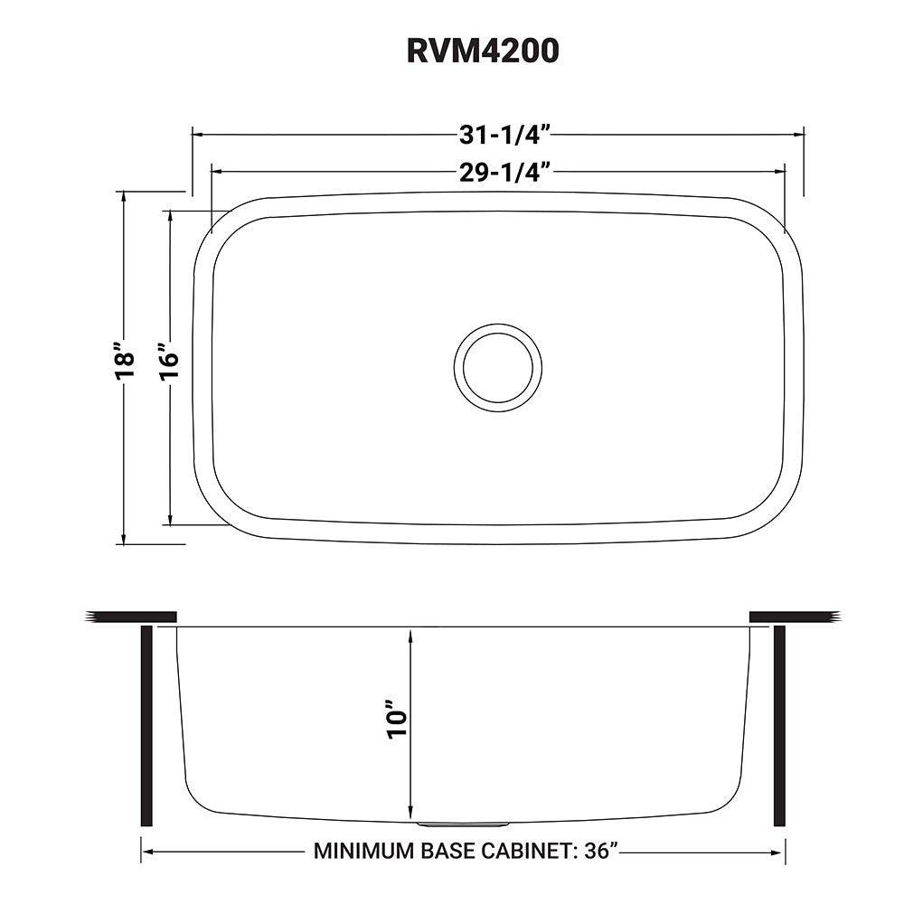 Ruvati Parmi 31" x 18" Stainless Steel Single Bowl Undermount Kitchen Sink