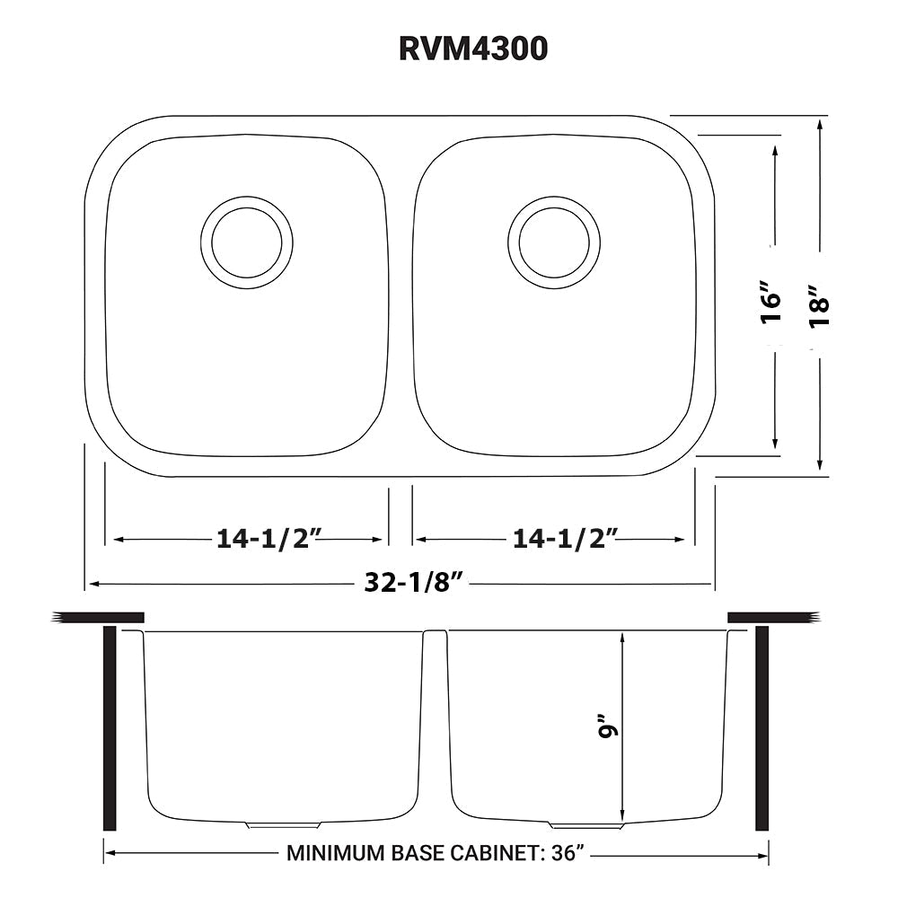 Ruvati Parmi 32" x 18" Stainless Steel Double Bowl Undermount Kitchen Sink