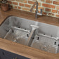 Ruvati Parmi 32" x 19" Stainless Steel 50/50 Low Double Bowl Undermount Kitchen Sink