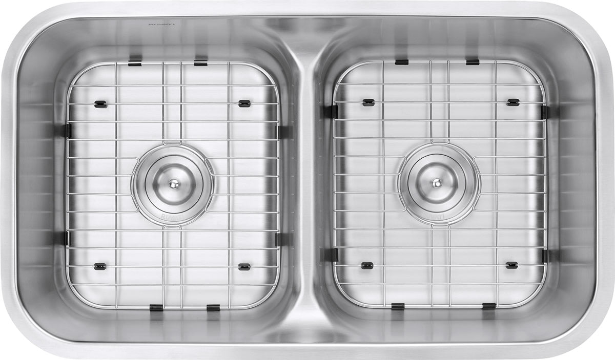 Ruvati Parmi 32" x 19" Stainless Steel 50/50 Low Double Bowl Undermount Kitchen Sink