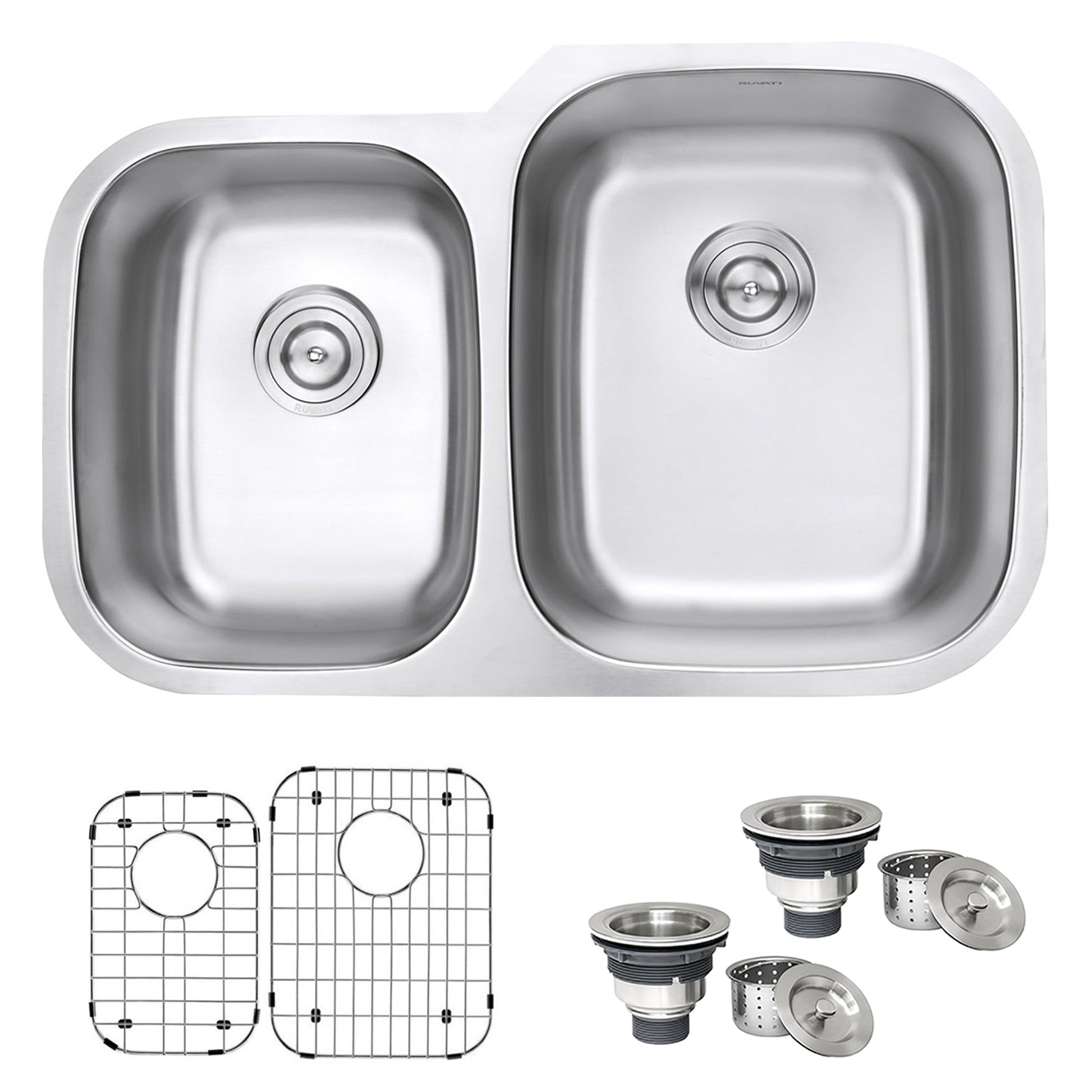 Ruvati Parmi 32" x 21" Stainless Steel 40/60 Double Bowl Undermount Kitchen Sink