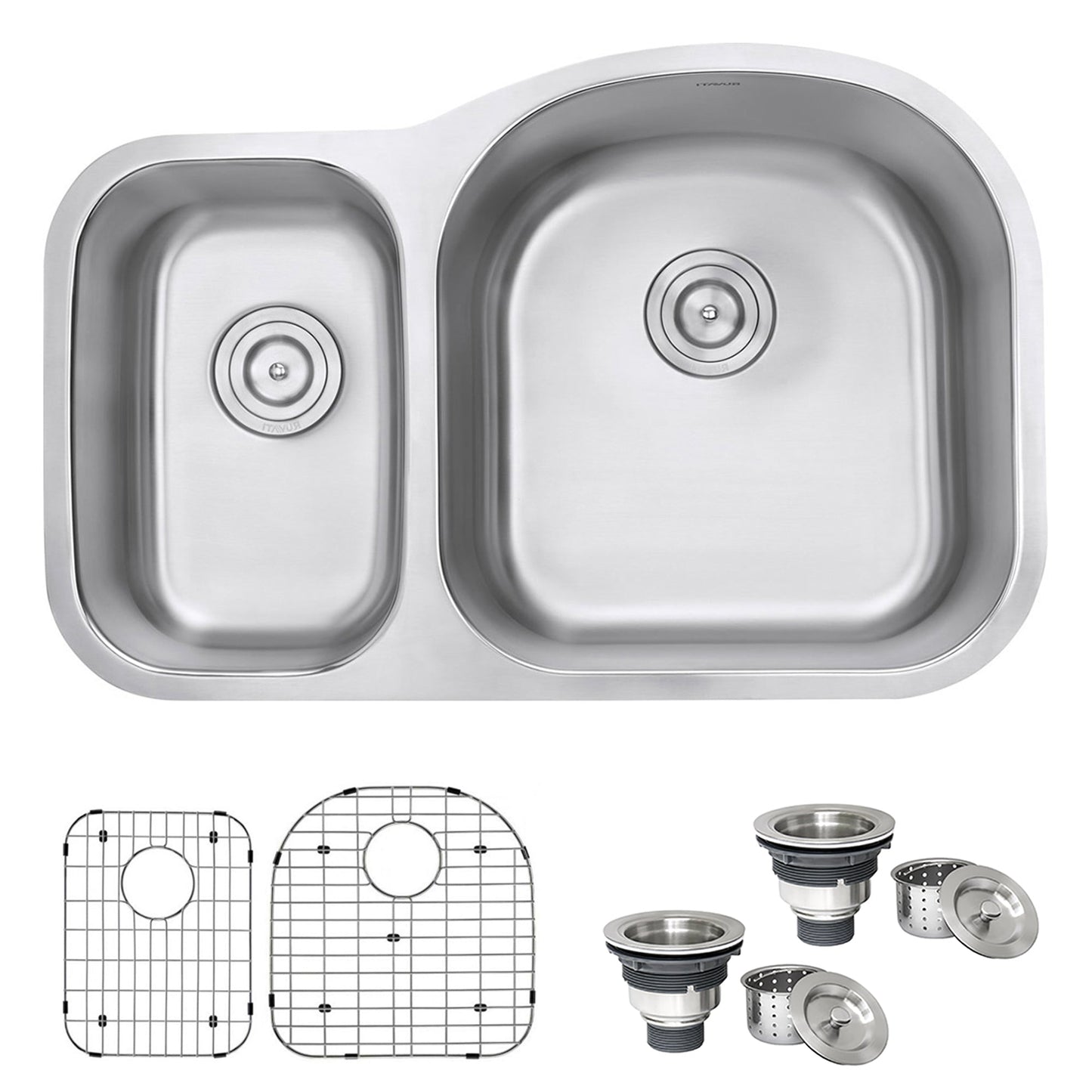 Ruvati Parmi 32" x 21" Stainless Steel 40/60 Double Bowl Undermount Kitchen Sink