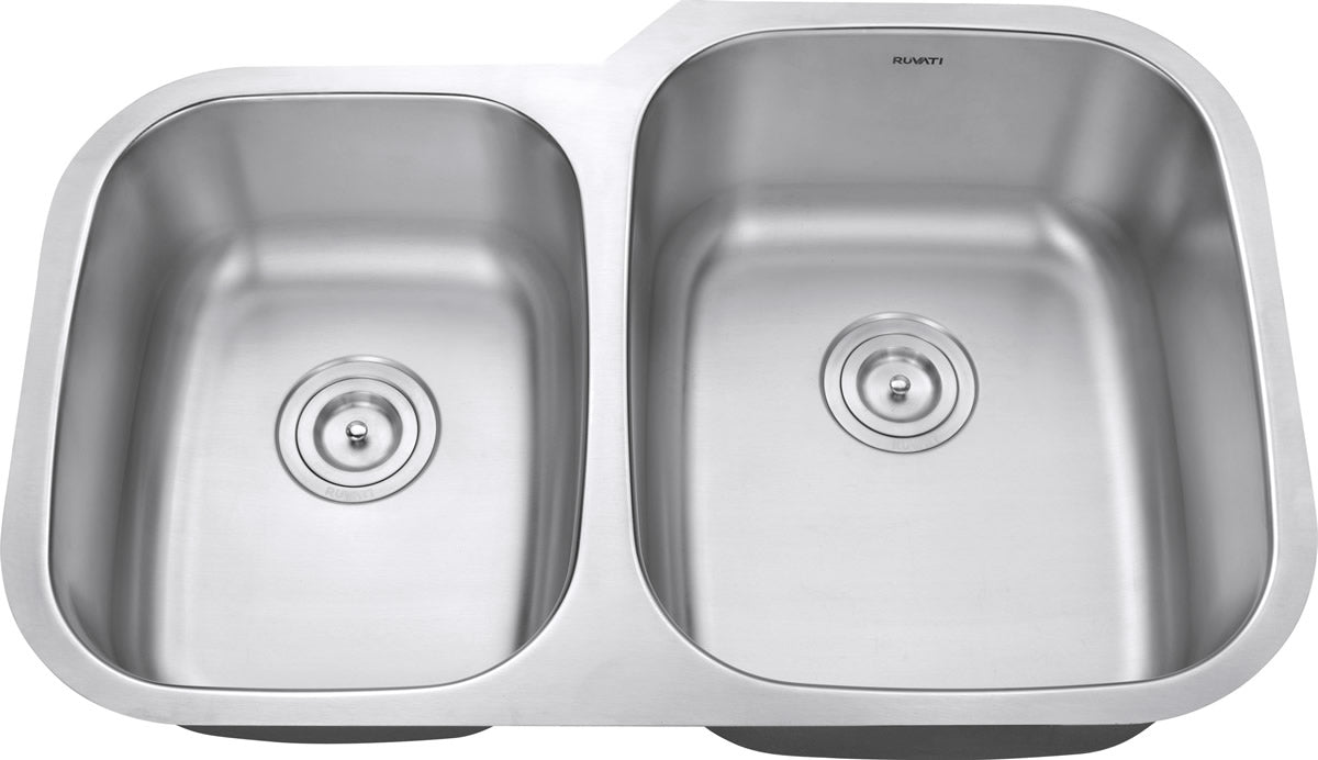 Ruvati Parmi 32" x 21" Stainless Steel 40/60 Double Bowl Undermount Kitchen Sink