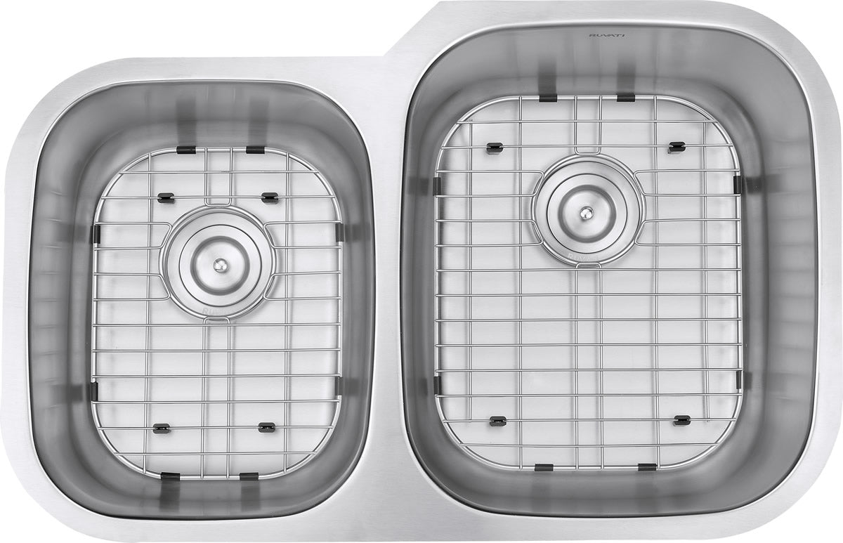 Ruvati Parmi 32" x 21" Stainless Steel 40/60 Double Bowl Undermount Kitchen Sink