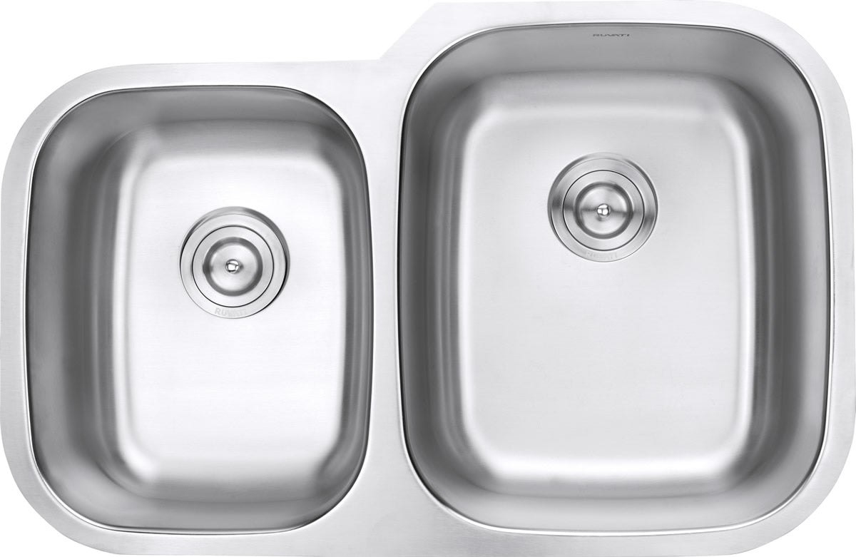 Ruvati Parmi 32" x 21" Stainless Steel 40/60 Double Bowl Undermount Kitchen Sink