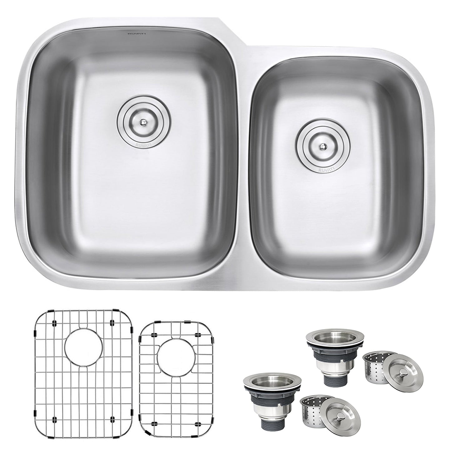 Ruvati Parmi 32" x 21" Stainless Steel 60/30 Double Bowl Undermount Kitchen Sink